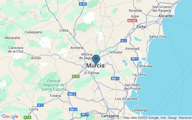 Kaart met locatie Universiteit van Murcia